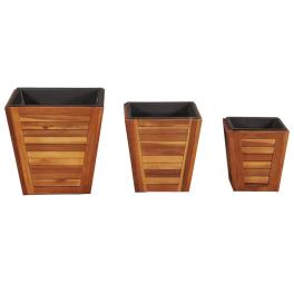 Raised bed set of 3 natural wood solid acacia wood