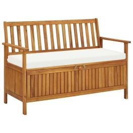 Storage bench natural wood solid acacia wood with a polyester cushion