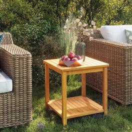 Side table wood solid acacia wood 18x18x18 in durable