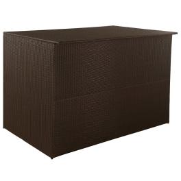 Outdoor storage box brown pe rattan, powder-coated steel large