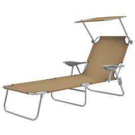 Sunlounger taupe powder-coated steel, oxford fabric medium