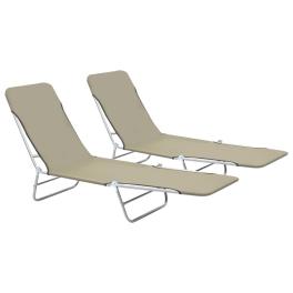 Sunlounger set of 2 taupe powder-coated steel