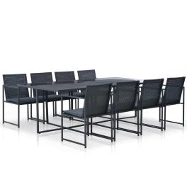 Rattan dining set black polyethylene rattan large durable