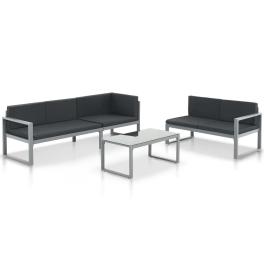 Outdoor furniture black powder-coated aluminum, polyester, glass