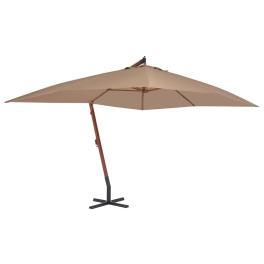Cantilever garden parasol taupe laminated bamboo, firwood, polyester
