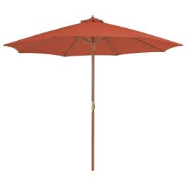 Garden parasol terracotta fabric, bamboo, hardwood