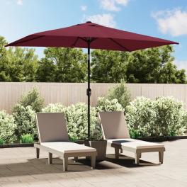 Garden parasol bordeaux red polyester fabric, steel pole medium