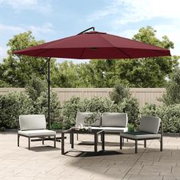 Cantilever garden umbrella bordeaux red polyester, metal, steel