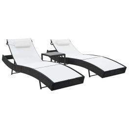 Sunlounger set of 2 black and white