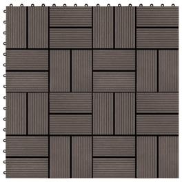 11 pcs decking tiles wpc 11.8"x11.8" 1 sqm dark brown