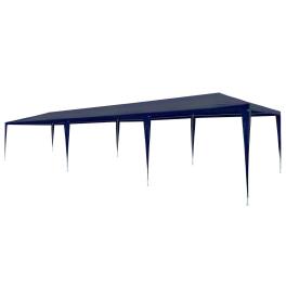 Party tent blue polyethylene roof and steel frame 10x30 ft