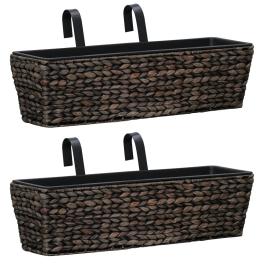 Garden planter set of 2 brown water hyacinth, steel
