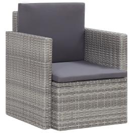 Patio armchair grey and dark grey pe rattan, steel, polyester