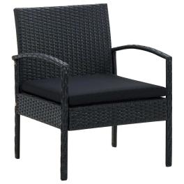 Garden chair black pe rattan, powder-coated steel, polyester