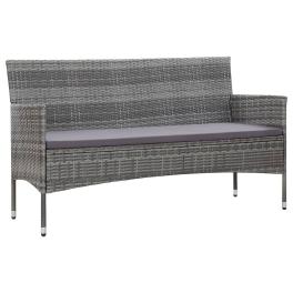 Sofa grey pe rattan, steel, polyester fabric 3-seater
