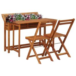 Garden planter table with chair brown solid acacia wood medium