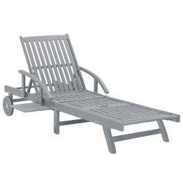 Sunlounger grey solid acacia wood extra long