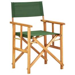 Chair natural wood and green solid acacia wood and polyester