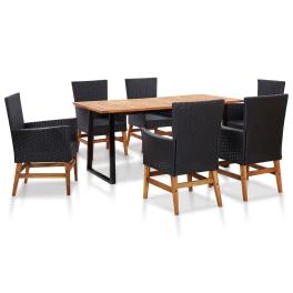 Garden table and chair natural pe rattan 7 piece set