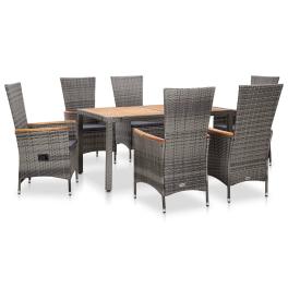 Outdoor dining set grey and acacia wood color