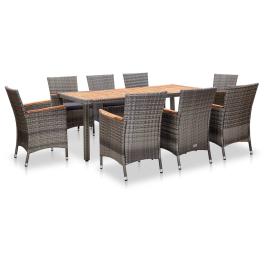 Garden dining set rattan grey poly rattan 9 piece set seats many