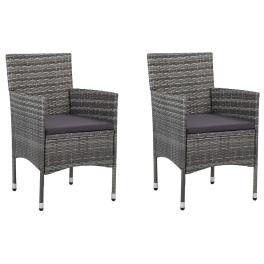Rattan chair set of 2 grey poly rattan, steel frame medium