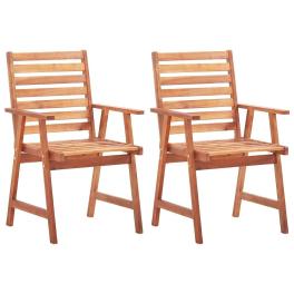 Outdoor chair set of 2 natural wood solid acacia wood standard
