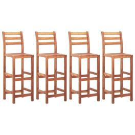 Bar chair set of 4 natural wood solid acacia wood medium