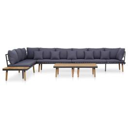 Garden lounge set natural wood solid acacia wood large seats many