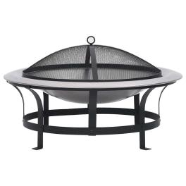 Outdoor fire pit with grill stainless steel 29.9"