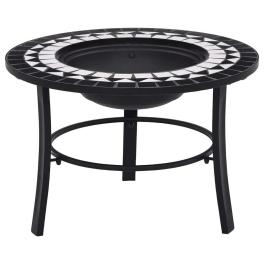 Mosaic fire pit black and white 26.8" ceramic