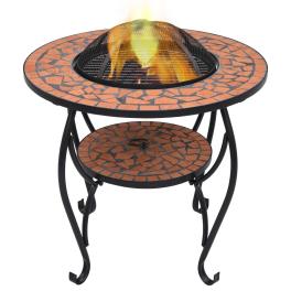Mosaic fire pit table terracotta 26.8" ceramic