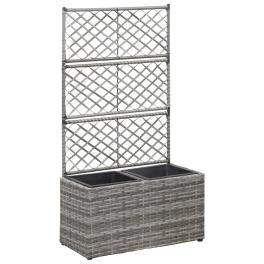 Raised bed grey poly rattan and plastic 22.8 x 11.8 x 42.1 in