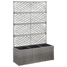 Raised bed grey poly rattan, plastic 32.7x11.8x51.2 in planters