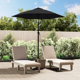 Garden parasol black and dark grey aluminum, polyester medium