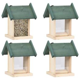 Bird feeder green, natural wood firwood, pvc medium portable
