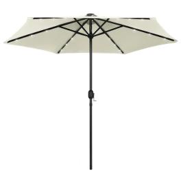 Garden parasol sand white polyester, aluminum 106.3 in diameter