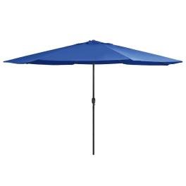 Garden parasol azure blue 100% polyester, metal large collapsible