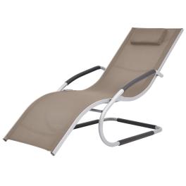 Sun lounger with pillow aluminum and textilene taupe