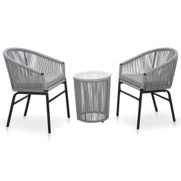 Bistro set grey pe rattan compact durable bistro set round