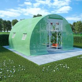 Greenhouse green polyethylene mesh fabric, galvanized steel medium