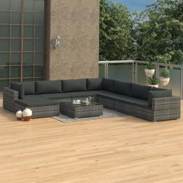 Patio lounge set set of 9 grey