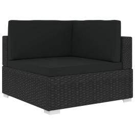 Sectional corner chair with cushions poly rattan black