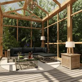 Patio lounge set set of 5 grey