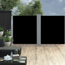 Side awning black polyester 55.1 x 236.2 in retractable