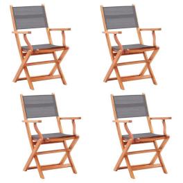Garden chair set of 4 grey solid eucalyptus wood standard