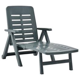 Sunlounger green plastic one-size foldable sun lounger