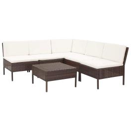 Garden lounge set brown pe rattan medium modular