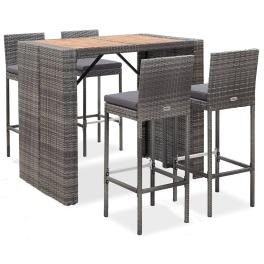 Bar set grey pe (polyethylene) rattan compact durable