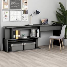 Desk grey engineered wood medium rotatable desk rectangular